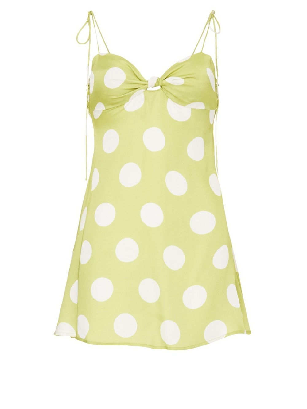For Love And Lemons Lime Polka Dot Twist-Front Mini Dress - Picture 5 of 10